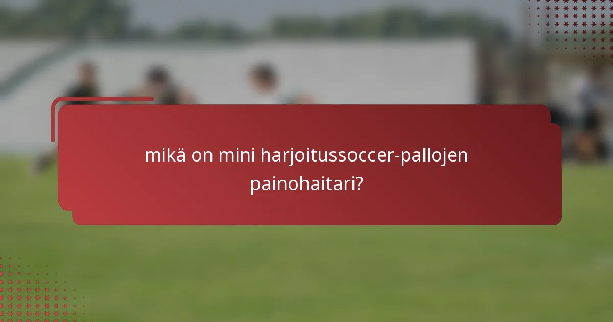 mikä on mini harjoitussoccer-pallojen painohaitari?