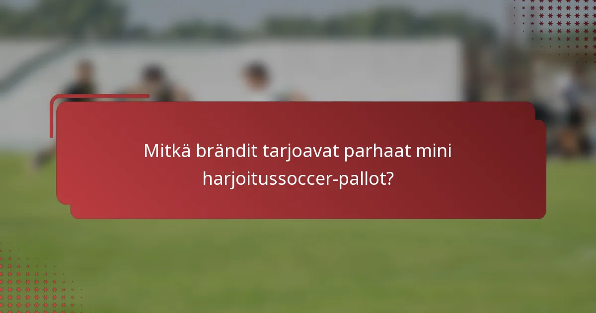 Mitkä brändit tarjoavat parhaat mini harjoitussoccer-pallot?