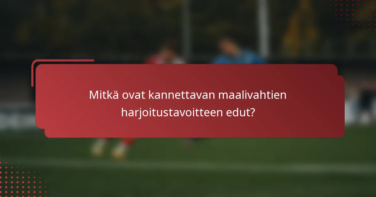 Mitkä ovat kannettavan maalivahtien harjoitustavoitteen edut?